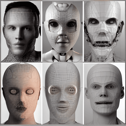 AI generated: Intricate 3d renders ultra-detailed male robot faces, beautiful porcelain profiles, cyborgs, robot p...