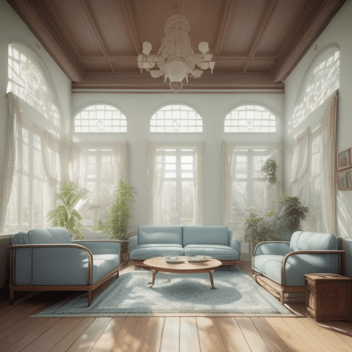 AI generated: High resolution photography interior design, dreamy sunken living room conversation pit, wooden floo...