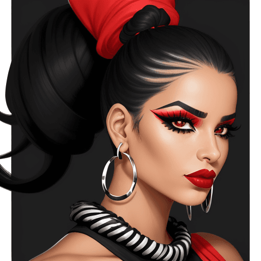 AI generated: A striking black and white digital illustration of a Cuban woman exuding confidence and avant-garde ...