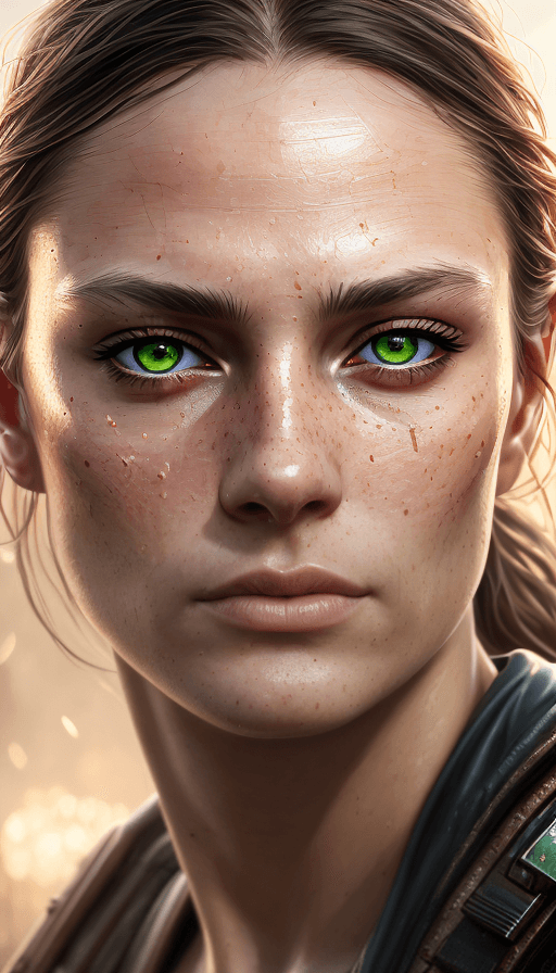 AI generated: Epic, hero, post apocalyptic, armed, 8k,(post apocalyptic), scared face, ((extreme close up:1. 2)), ...