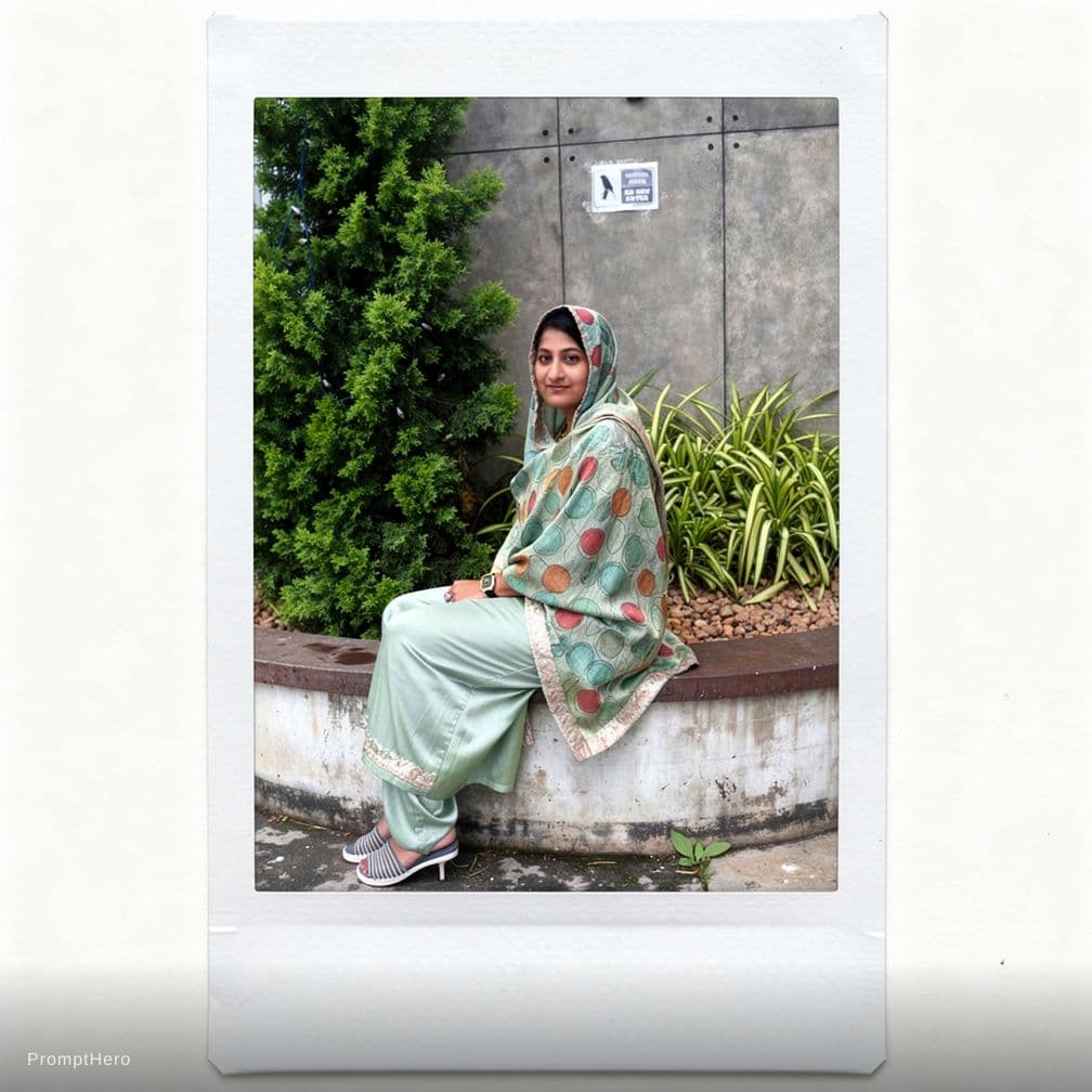 AI generated: polaroid photograph of an Asian model, sitting on the edge --chaos 75 --ar 1:2 --raw --profile we14m...