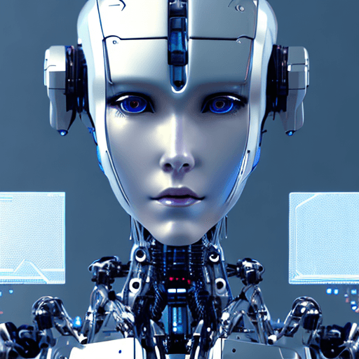 AI generated: Transparent Elegant Anime Futuristic Android Humanoid Robot, Cyberpunk Artificial Intelligence Movie...
