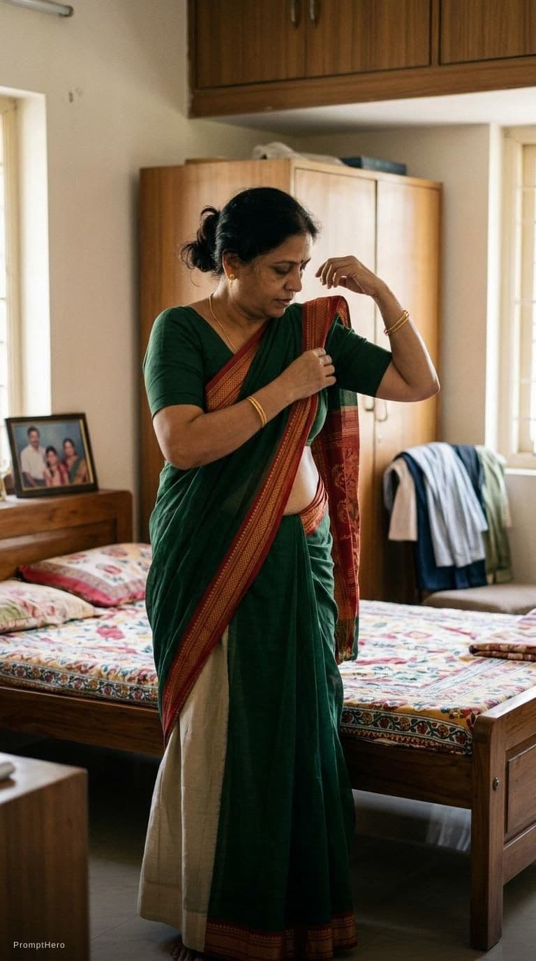AI generated: Aunty removes her sareee