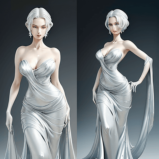 AI generated: The figure is of medium height, with a slender and graceful appearance. She wears a flowing silver g...
