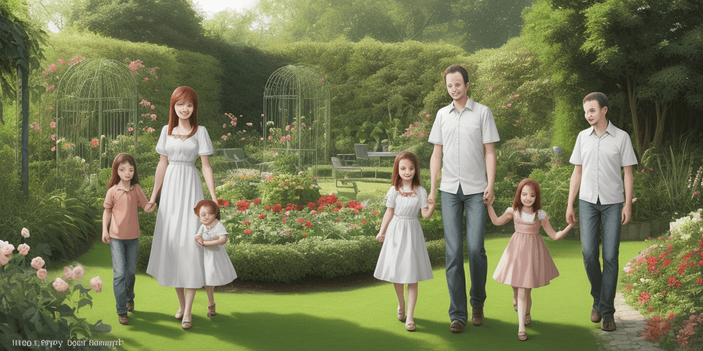 AI generated: Happy family ib garden