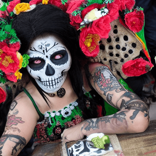 AI generated: Caveira mexicana é um símbolo utilizado nos rituais do Dia dos Mortos no México, representando a vid...