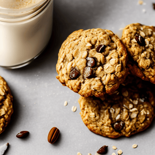 AI generated: Oatmeal cookies with flax seeds and honey isolated on white background 