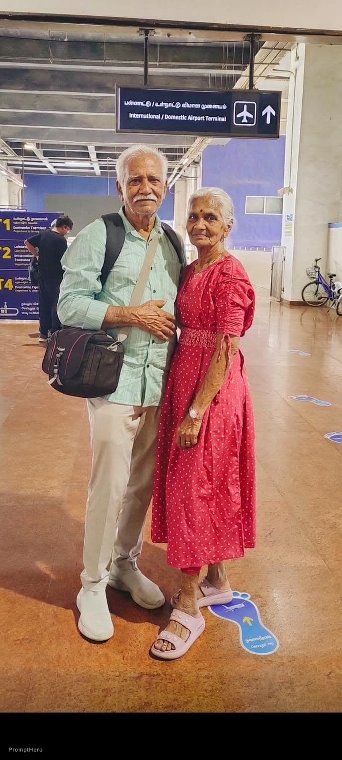 AI generated: Re created from Image provided to an old couple,80 - 90 years old couple. Type: Digital photograph, ...