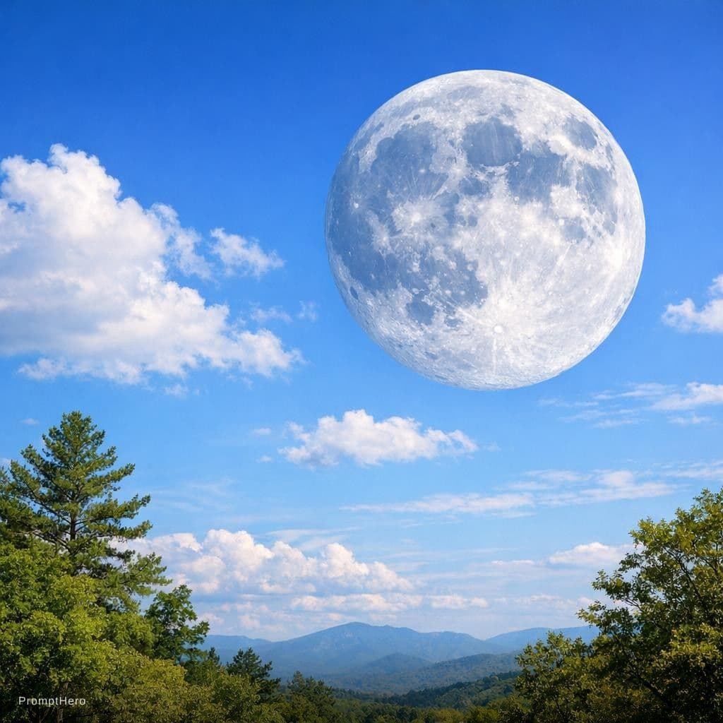 AI generated: Una luna hermosa sale de día 