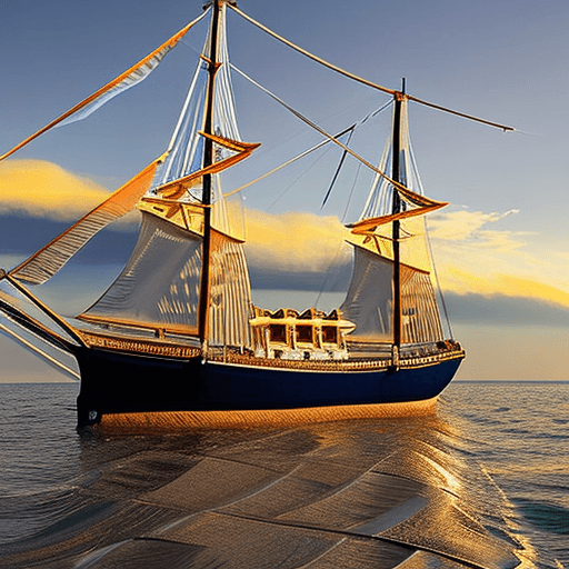 AI generated: Photo of a ultra realistic sailing ship, dramatic light, pale sunrise, cinematic lighting, battered,...