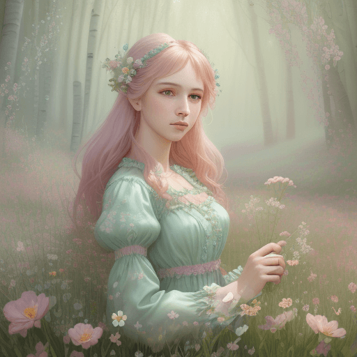 AI generated: mdjrny-v4 style, whimsical fantasy elegant meadow flowers botany maximalism with a wave of flowers g...