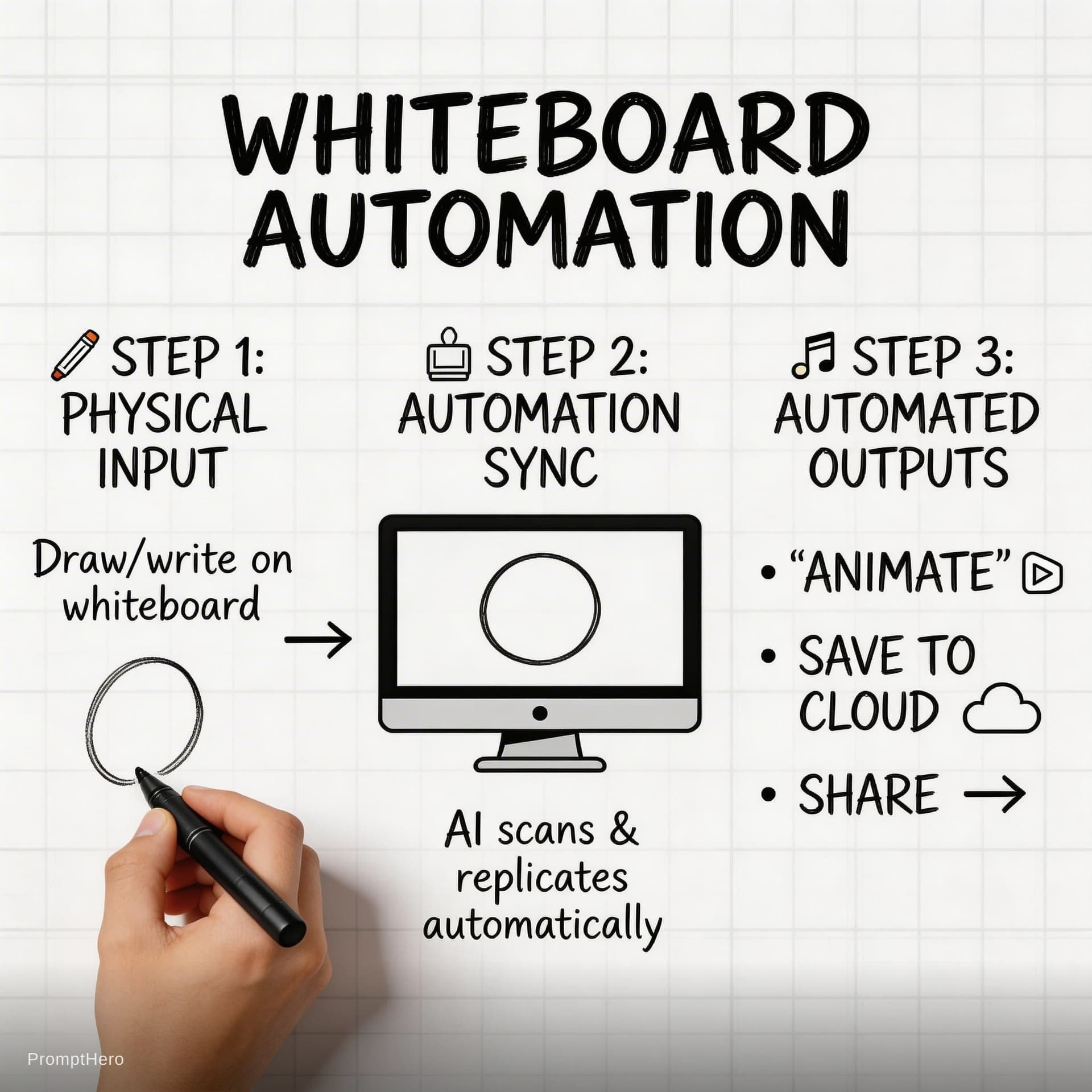 AI generated: Whaitboard animation or automation 