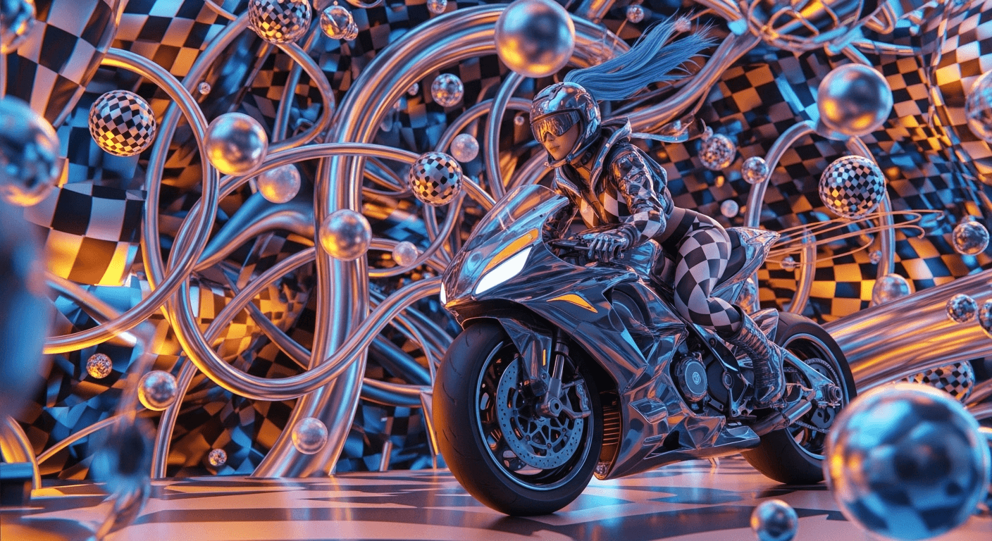AI generated:  Image is a vibrant abstract digital artwork characterized by swirling, interconnected lines and cir...