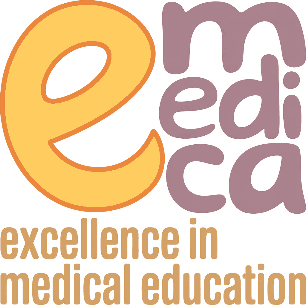 AI generated: A logo design featuring the words "eMedica" in a stylized font. The letter "e" is a stylized, curved...
