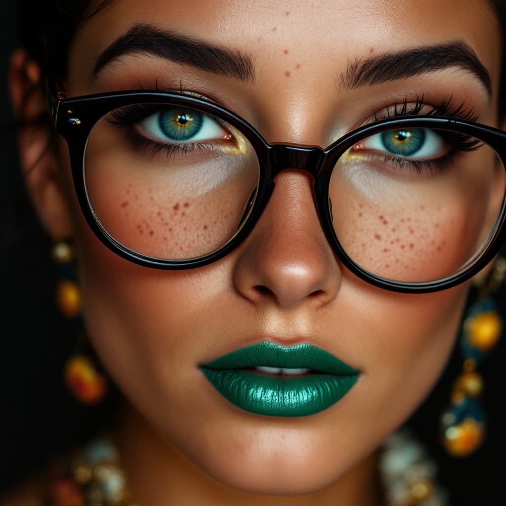 AI generated: Close-up portrait of a woman from Bolivia, the woman is vintage chic style, snub nose, crew cut, sma...