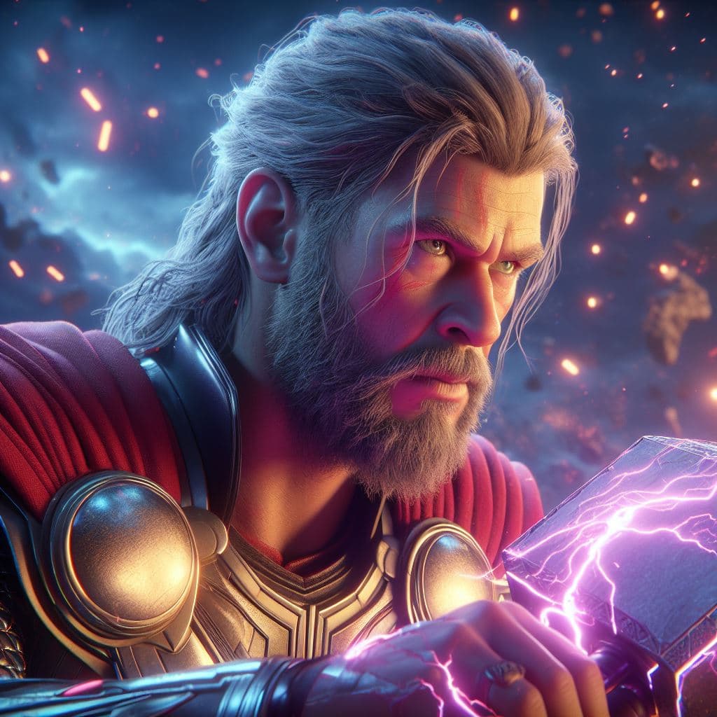 AI generated: Thor of Marvel, 8K, masterpiece, octane render, ray-tracing