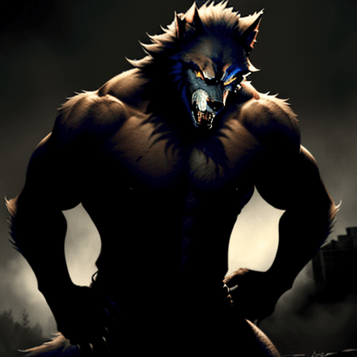 AI generated: a freaking badass werewolf man