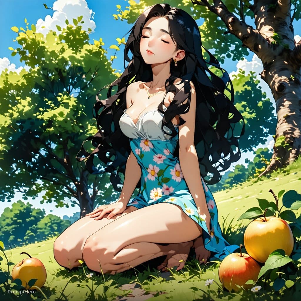 AI generated: 1girl, solo, masterpiece, best quality, ultra-detailed, highly detailed face, long flowing black hai...