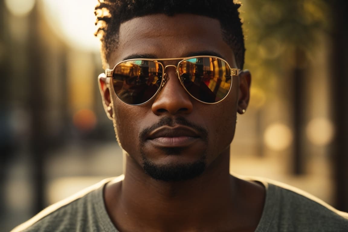 AI generated: a close up of a person wearing sunglasses, a character portrait by Chinwe Chukwuogo-Roy, featured on...
