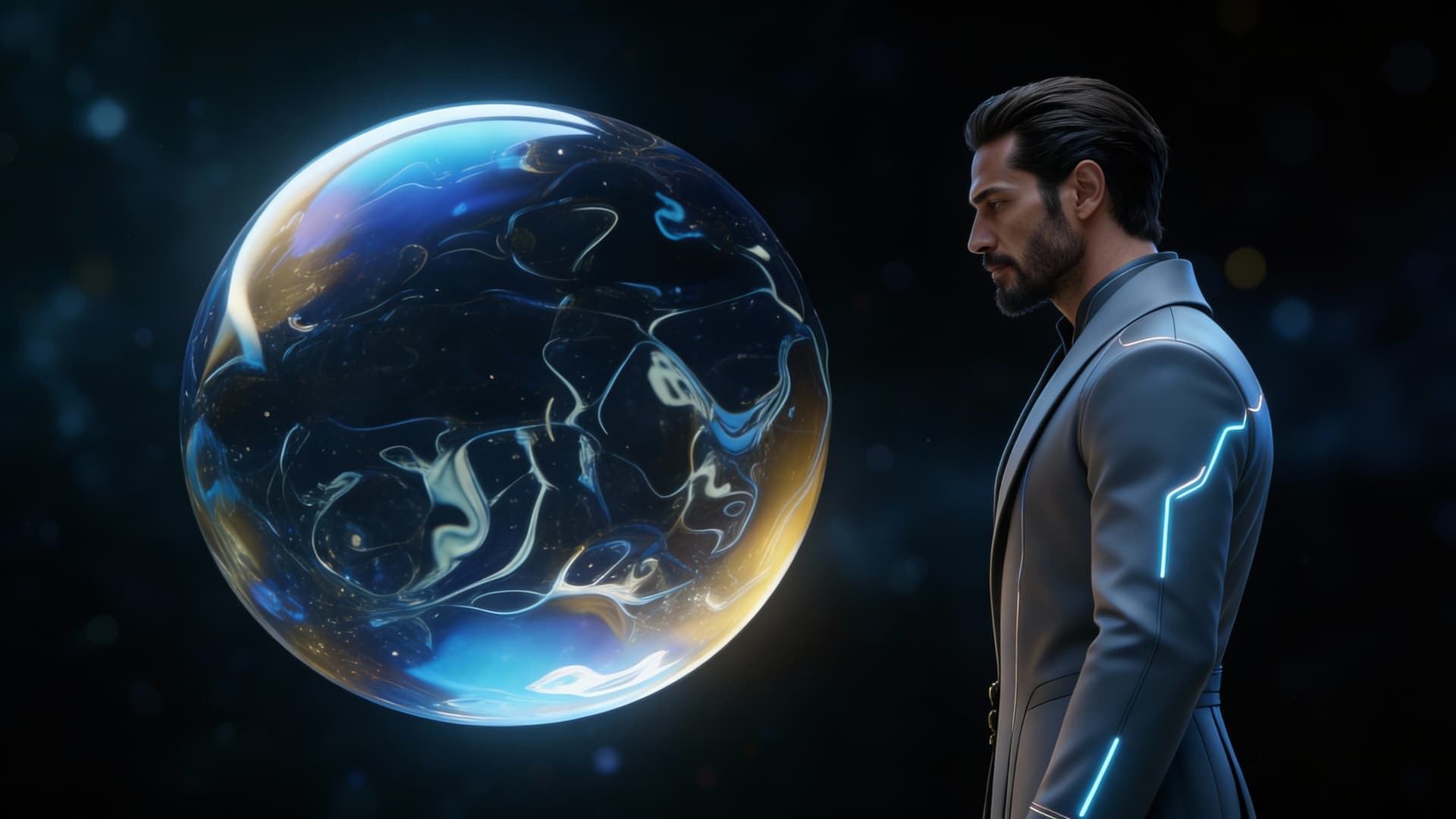 AI generated: Create a Sci-fi visual. A visual representation of a Voidaptic Bubble.

Reference image 1 is a visua...