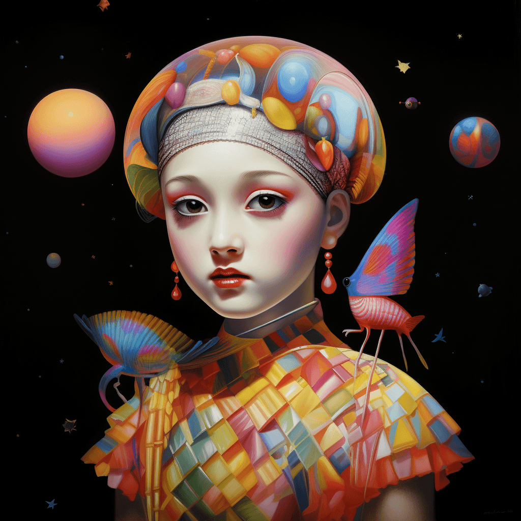 AI generated: artificial intelligence and the space wanderer, the lost planet, an unusual background of bizarre co...
