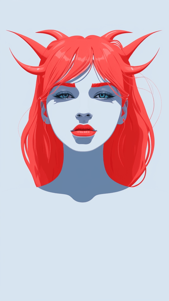 AI generated: (best quality,ultra-detailed,realistic:1.2) demonic, clean lines, minimalist artwork, vibrant color ...