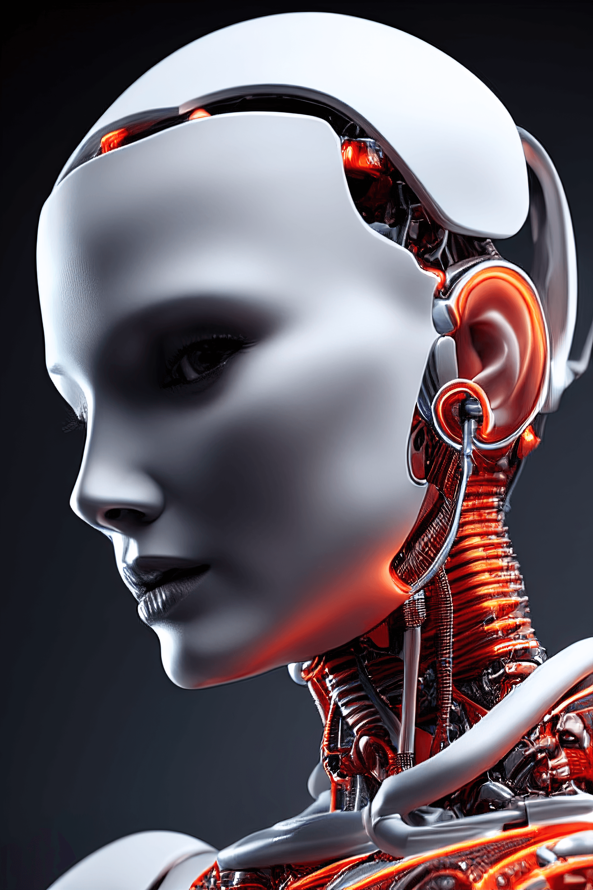 AI generated: complex 3d render ultra detailed of a beautiful porcelain profile woman android face, cyborg, roboti...