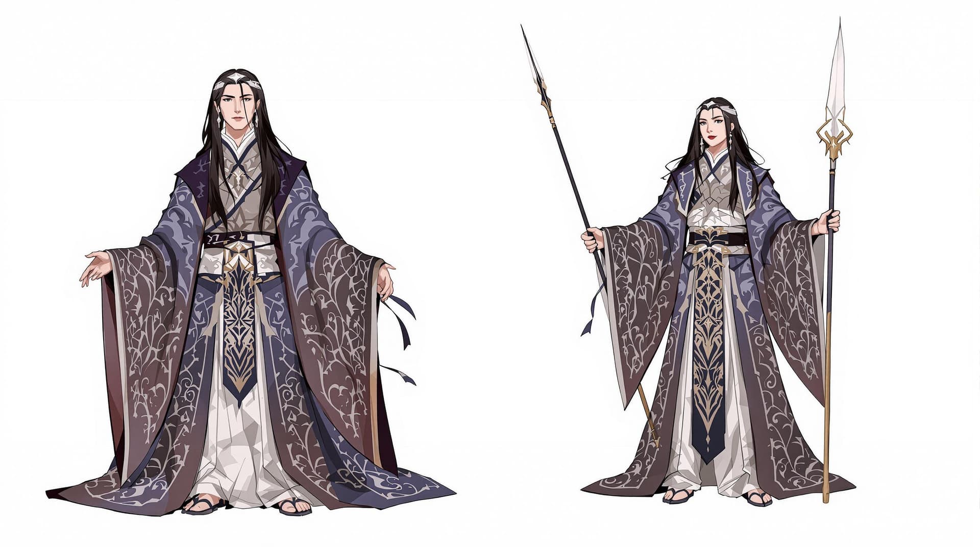 AI generated: two characters with a mystical, fantasy-inspired design. 
The central figure appears to be a compose...