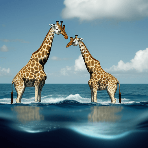 AI generated: giraffes in the ocean