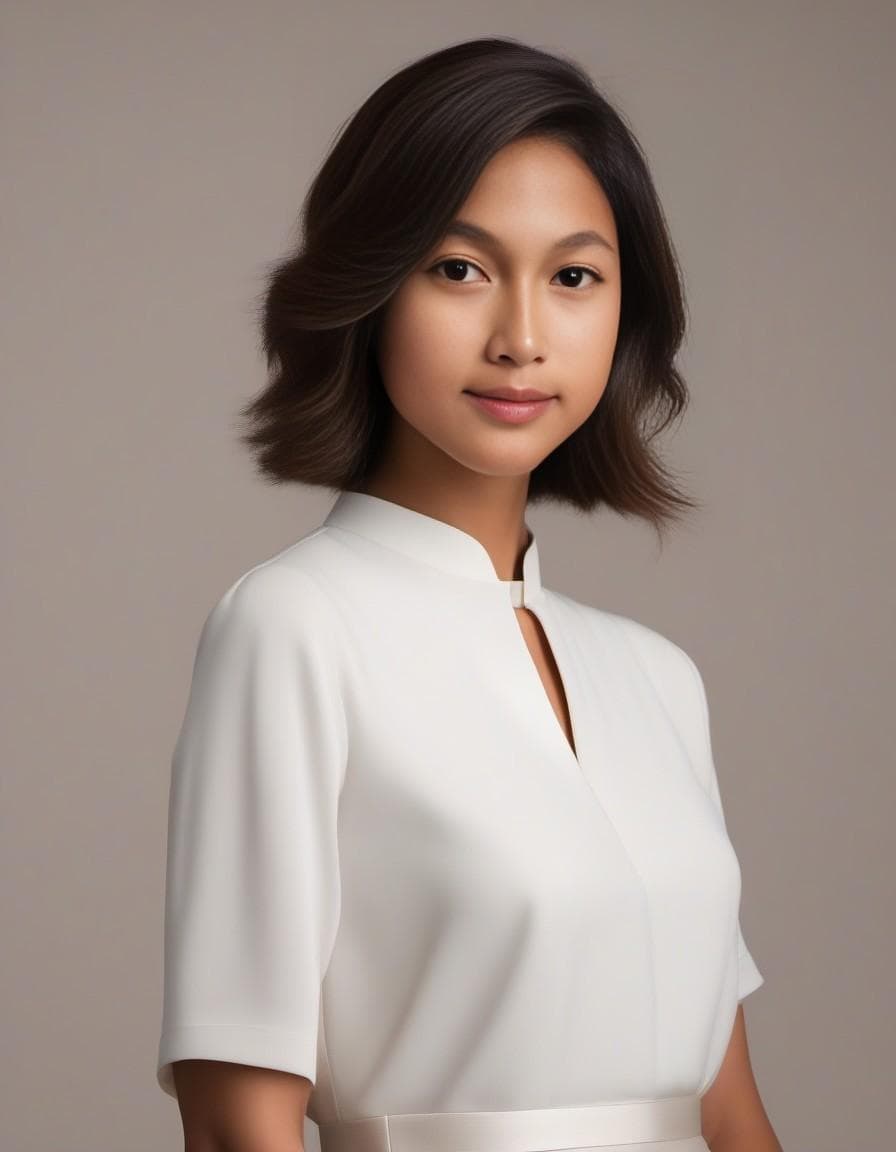 AI generated: (best quality, masterpiece, realistic:1.3), (detailed), a woman in a white dress and woman's hat sta...