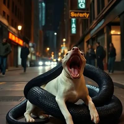 AI generated video: Cat is fighting with giant black cobra, looks like cobra is strong and cobra is going to win over ca...