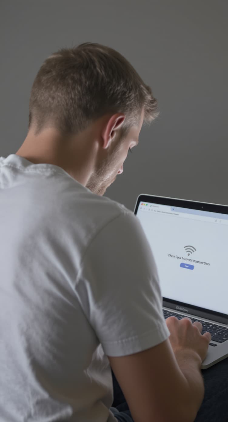 AI generated: A Caucasian male, mid-30s, viewed from behind, wearing a simple white short-sleeved t-shirt, focused...