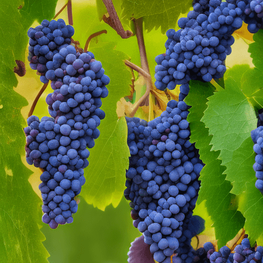 AI generated: A vineyard of grapes where some are fresh and some are rotten, 4k, ultradetailed, zoom-in 