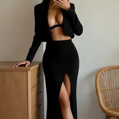 AI generated video: Blowing a kiss and putting her hand on her chest smiling naughty.