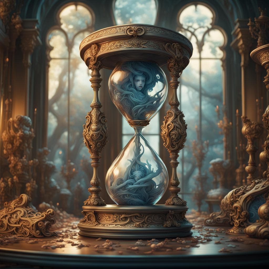 AI generated: a stunning interpretation of hour-glass, advertisement, highly detailed and intricate, hypermaximali...