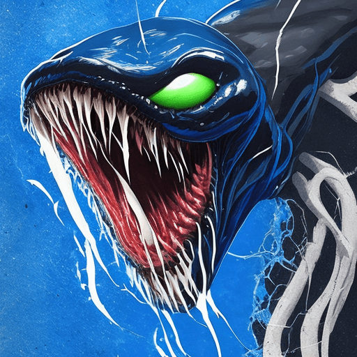 AI generated: a close up of a venom with its mouth open, film key art, by Charles Fremont Conner, full image, clea...