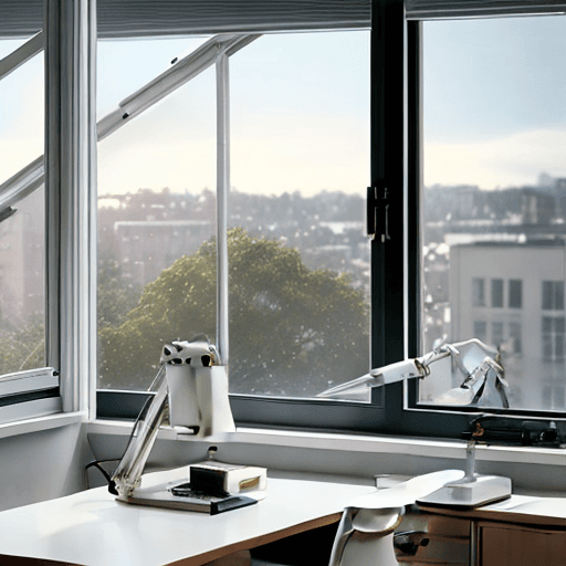 AI generated: 

realistic picture|beautiful heartwarming white desk|window to a beautiful view near the desk|tiny ...