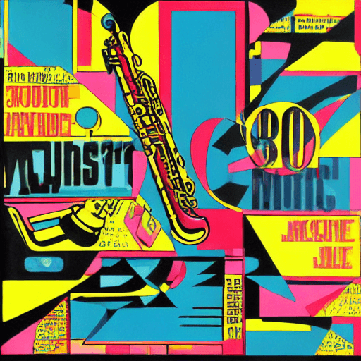 AI generated: 80s music artwork featuring a saxophone
