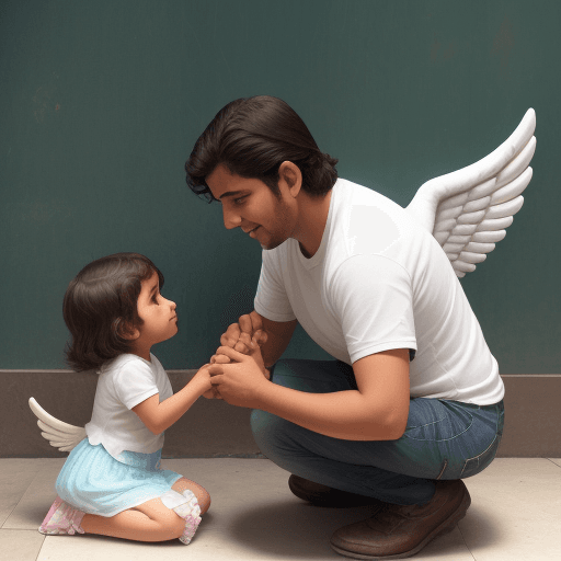 AI generated: un angel teniendo hijos