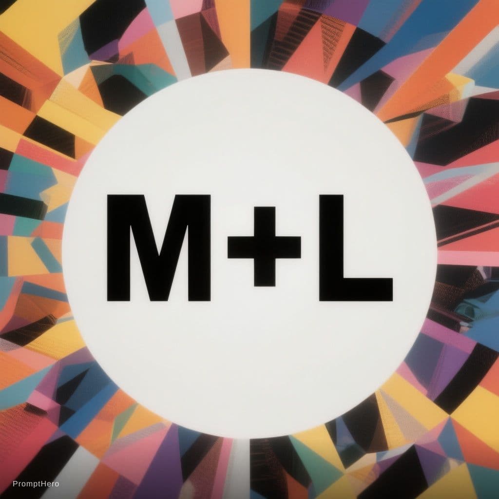AI generated: create a pattern the text "M+L" in black on white. The pattern should fit exactly into itself on eve...
