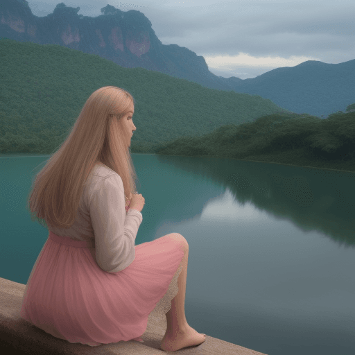 AI generated: Uma mulher observando um lago