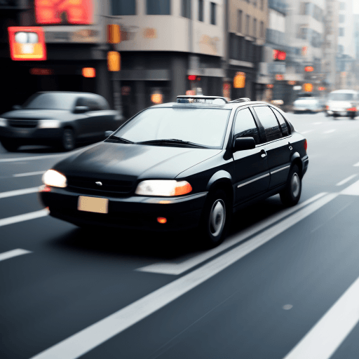 AI generated: car driving safely,  pedestrian
