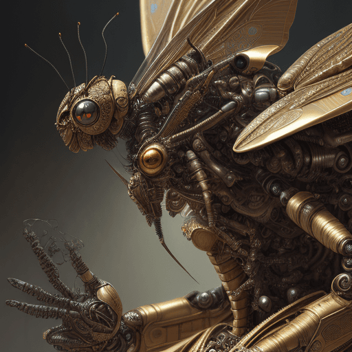 AI generated: insect robot, photo-realistic, photograph, complex humanoid engine, insanely detailed and intricate,...
