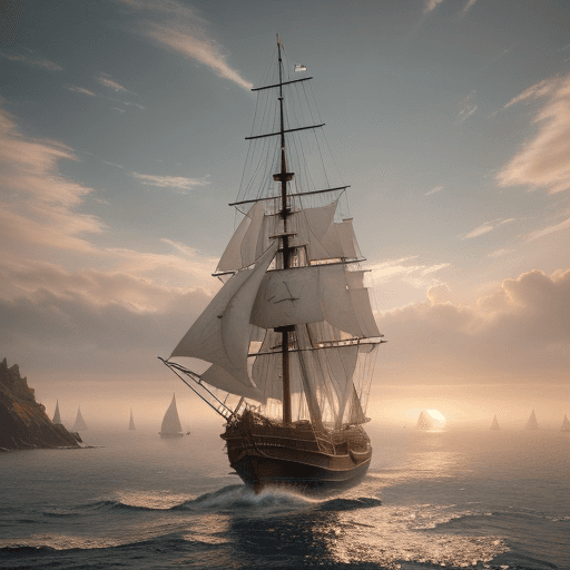 AI generated: Photo of a ultra realistic sailing ship, dramatic light, pale sunrise, cinematic lighting, battered,...