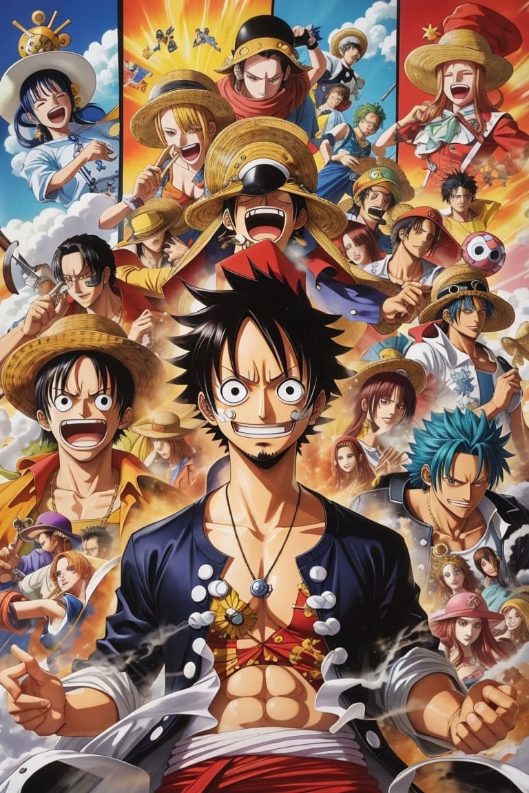 AI generated: Stampa de camisa do One Piece em A3 criado com Leonardo.AI