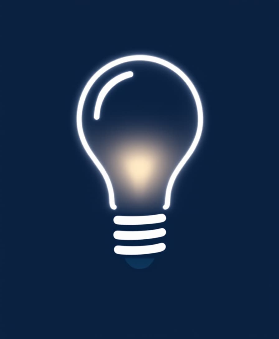 AI generated: A simple flat vector logo of the silhouette of a business woman made as an upright white lightbulb, ...