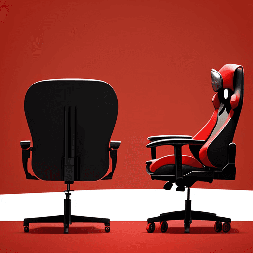 AI generated: cartoon, simple, setup, red animation theme, gaming chair
