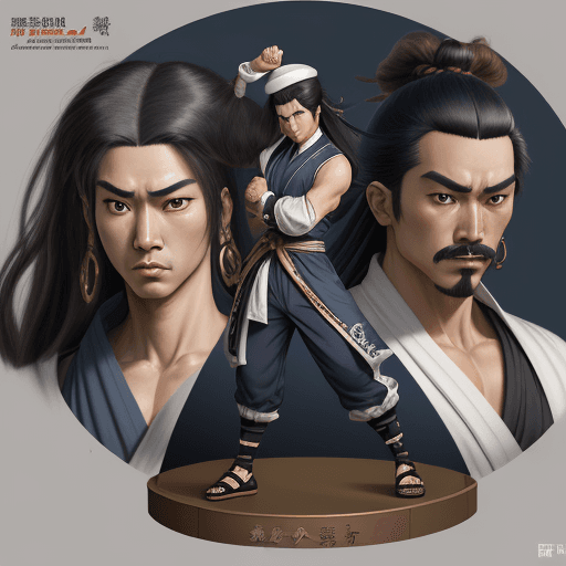 AI generated: a character in kung pow, in the style of anime-inspired character designs, bernardo strozzi, grandeu...