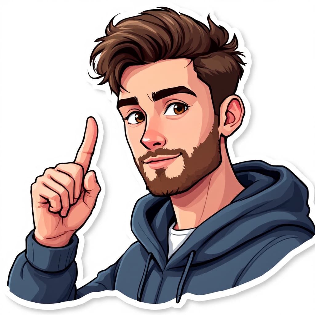 AI generated: A profile picture of an animated cartoon headshot portrait of a young man with brown hair and a slig...