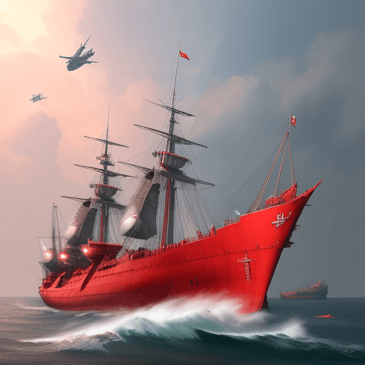 AI generated: armed fleet,red ship,Osmangareas